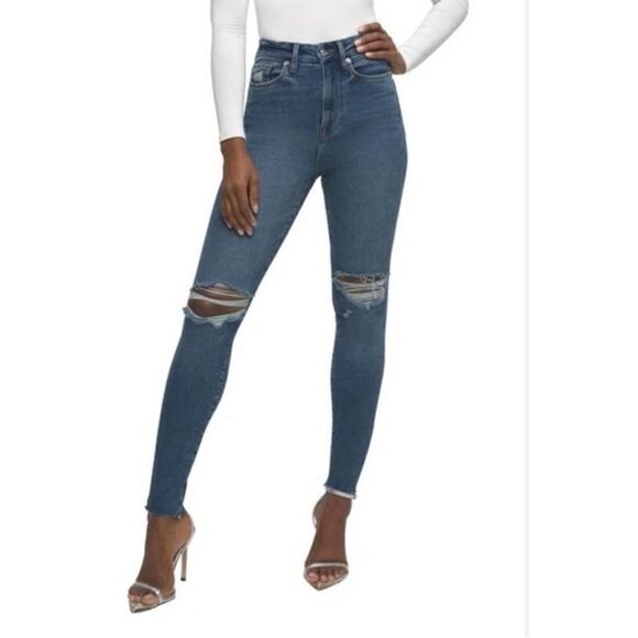 Good American Good Waist Crop Raw Edge Skinny Jeans Size 20 - Picture 1 of 10